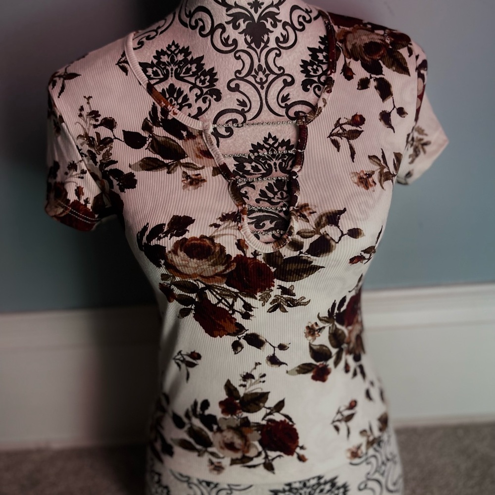 floral rhinestone top